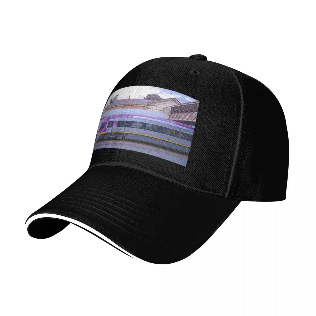 VLine Train in Bendigo headed North Baseball Cap Snapback Flat Bill Strapback Dad Hat Six Panel Structured Crown