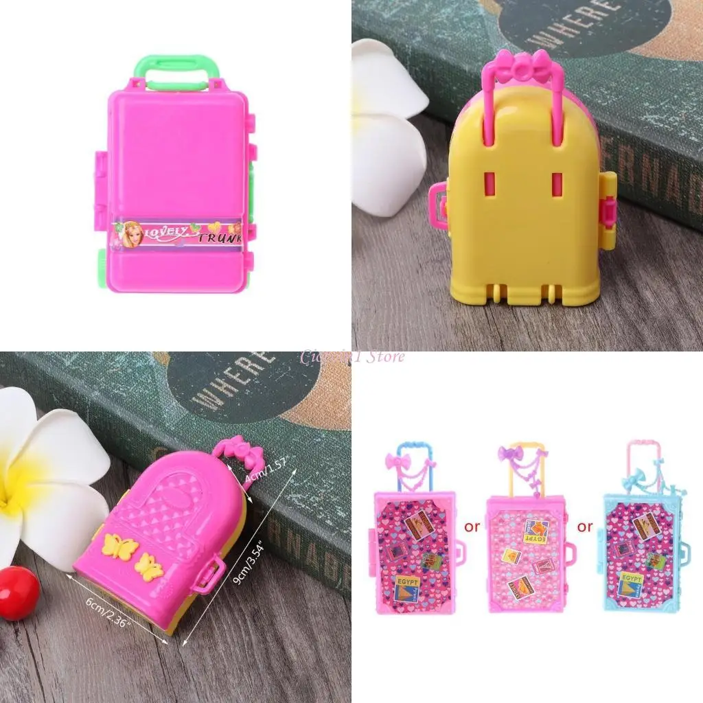 Y1UB Scaled Plastic Luggage for Case with Moveable Roller for Children’s for Doll Toy