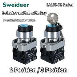 Key Switch 22mm knob switch for panelboard 1NO/2NO/1NO1NC 2/3 Position Self Locking Reset Select Knob Switch black