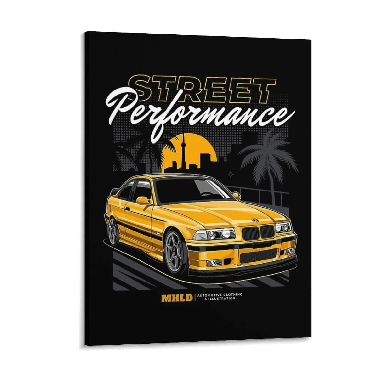 3series E36 Sedan 1994 E38 simple design gold Canvas Painting Printing Rusty Club Cinema Funny Framed Wall Paintings