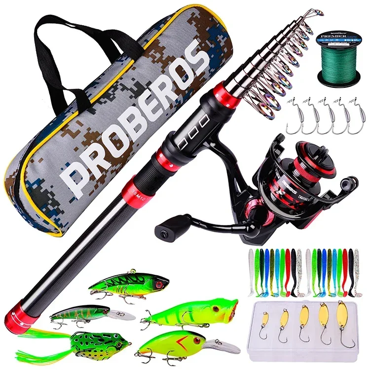 Fishing Rod and Spinning Reel Set With Bag lure and accessories Combo