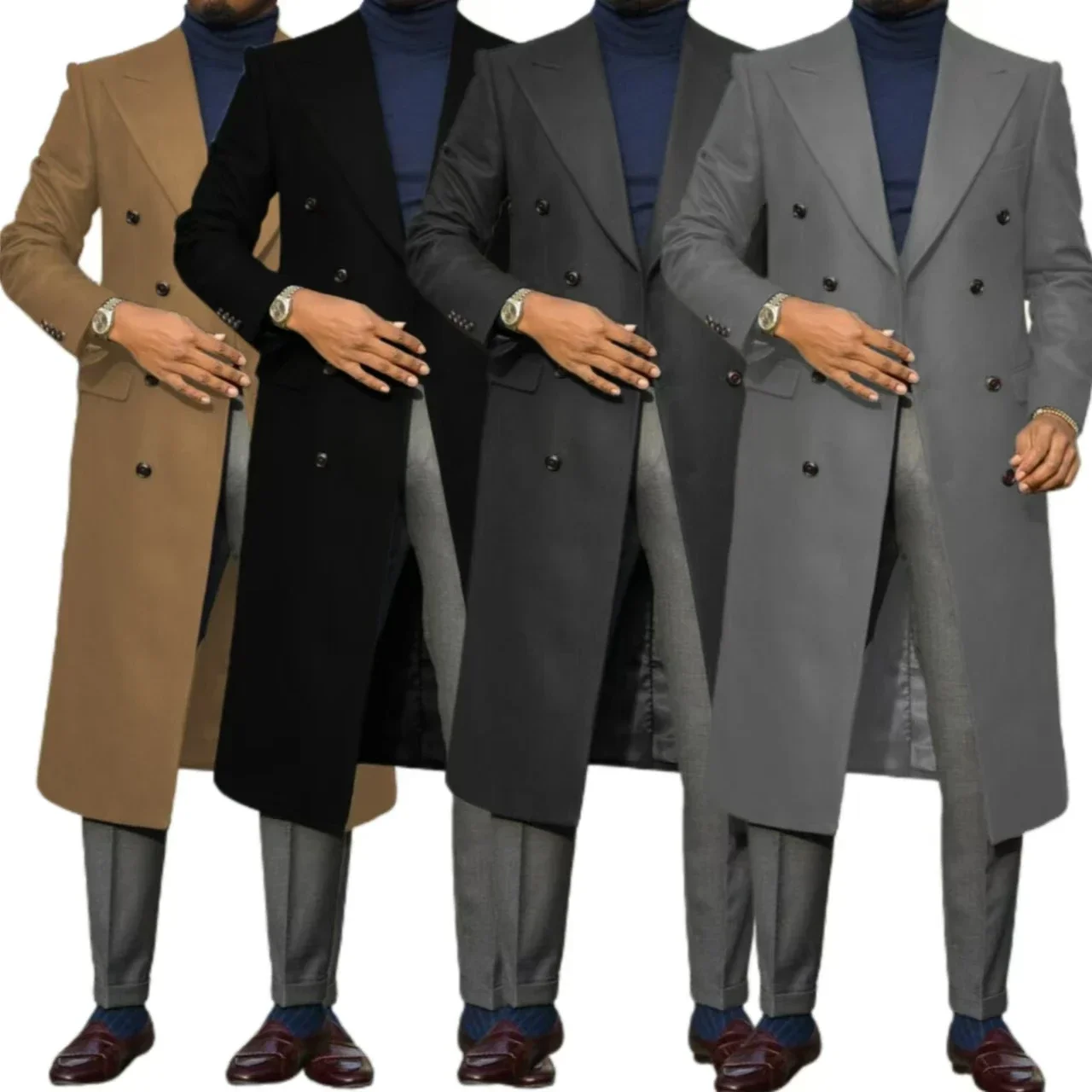 

Элегантный мужской плащ джентльмена с индивидуальным пиковым лацканом, двубортный для делового банкета, ветровка высокого качества