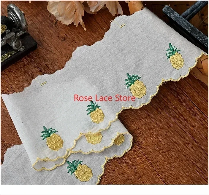 3 yards cherry strawberry pineapple Embroidered Off white Cotton Lace Trim for Wedding Dress, Girl dress, Veil Edging