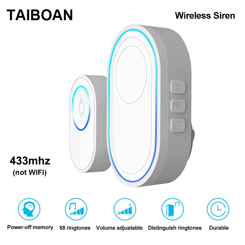 433Mhz Draadloze Deurbel Thuis Muziek Deur Bel Alarm Volume Instelbaar Compatibel Met Onze Wifi Gsm Alarmsysteem Eu/Us Plug