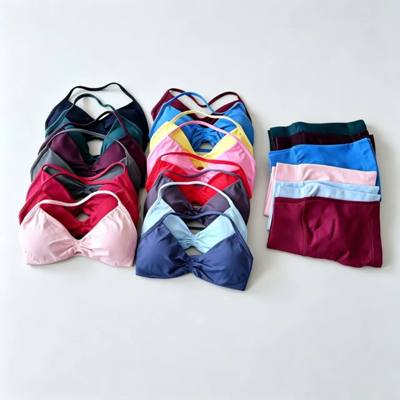 Dneyf1D-3Y-2F Women Halter Twist Sports Bra & High‑Waist Scrunch Butt Lifting Shorts 2‑Piece Quick Dry Stretch Yoga Fitness Set