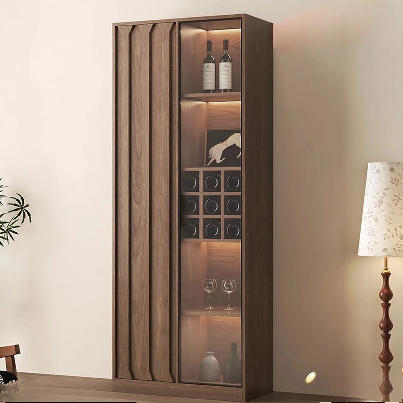 Carro de Bar plegable, gabinete esquinero de cristal, escaparate para botellas, Vitrina, expositor de vidrio, Cabniet, barra de vino con muebles de nevera