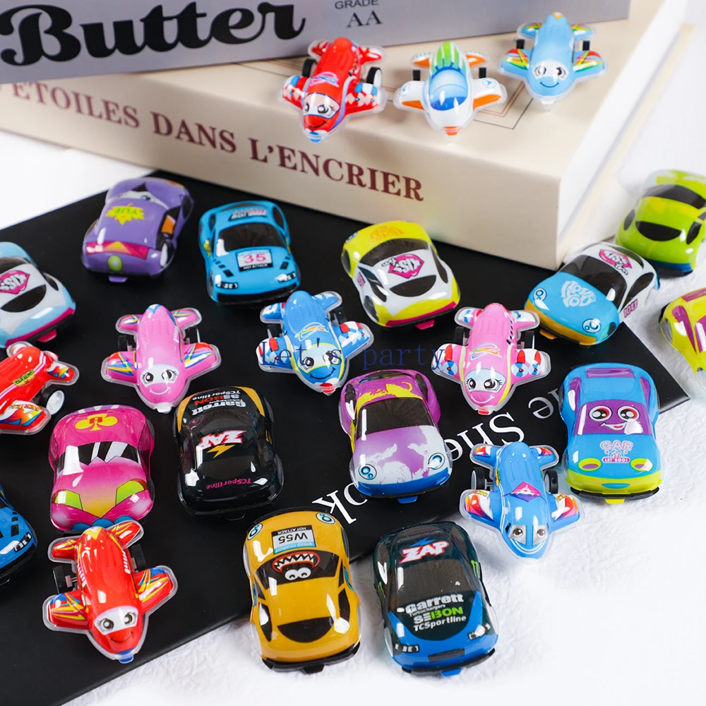 20Pcs Colorful Mini PVC Pull Back Car Plane Toy for Kids Birthday Party Favors Baby Shower Guest Gift Pinata Fillers Goodie Bag