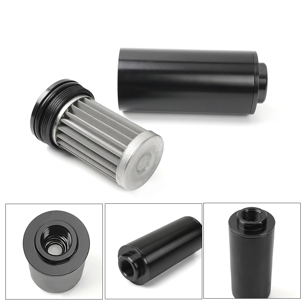 Rastp-neue 44mm 60 Mikron/50mm 100 Mikron Racing Inline Kraftstoff filter Aluminium mit Halterung mit an10 an8 an6 Armaturen Adapter – Detail 15