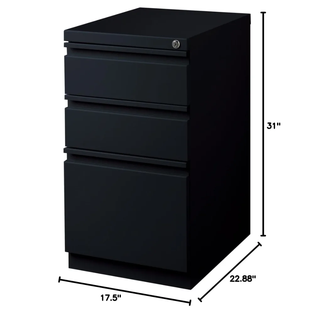 Mobile File Pedestal - 15quot; x 19.9quot; x 27.8quot;  Steel  Letter - Ball-Bearing Suspension, Recessed Handle