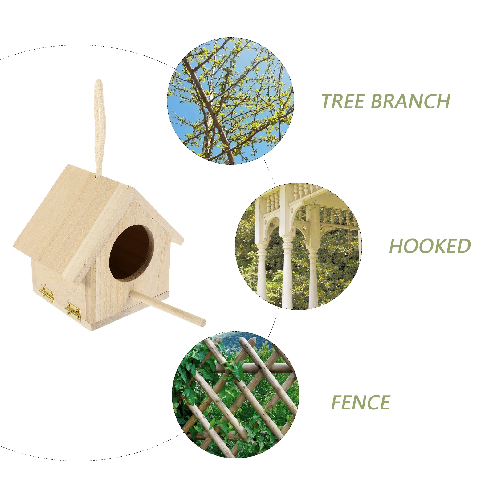 

Wooden Bird Nest Decoration for Home Office Bar Flower Photo Props DIY L scape Garden nament Hanging Accessories