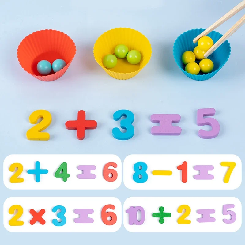 Cuentas con Clip de madera Montessori para niños, clasificación de colores, juguetes educativos de Aprendizaje Temprano a juego, entrenamiento de Motor fino