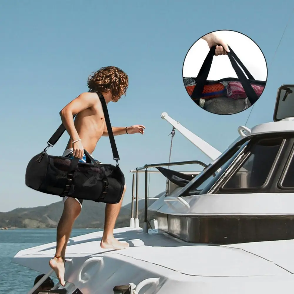 Foldable Mesh Dive Bag Breathable Adjust Shoulder Strap Mesh Travel Duffle Handbag Lightweight Dive Gear Pouch Water Sports