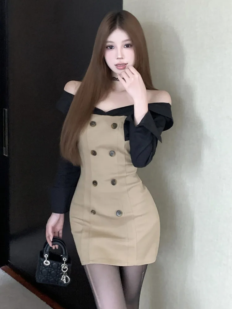 French Elegant Fashion Short Dresses For Women 2024 New Autumn Ladies Korean OL Work Dress Party Vestido Feminino Robe Femme