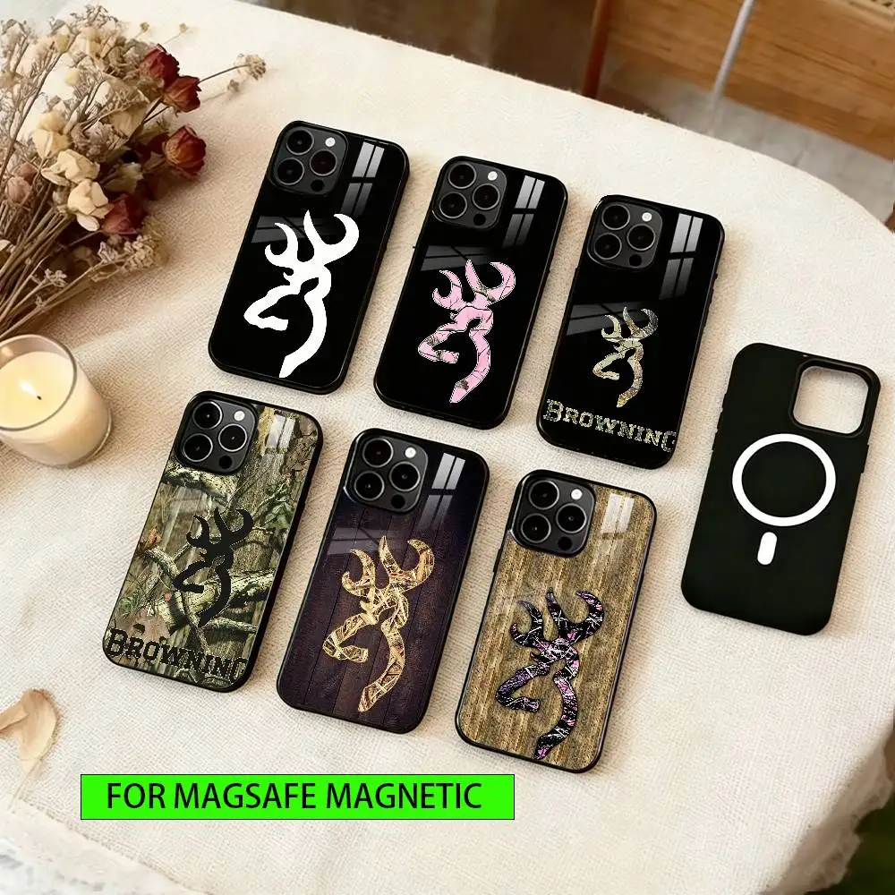 Deer Hunting Camo Phone Case Magnetic with Magsafe Wireless Charging For iPhone17,16,15,14,13,12,11 Plus,Pro