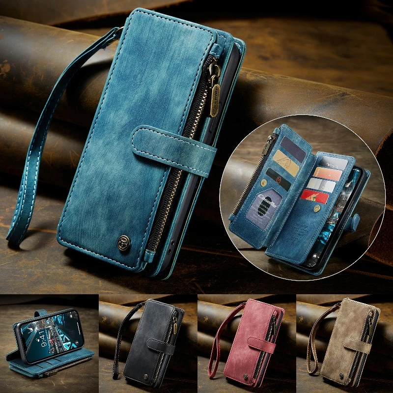 

Side Magnetic Buckle Flip Wallet Card Slots Phone Cover For iPhone 16 15 Pro 14 Plus 13 12 11 Pro XR X XS Max 6 7 8 Plus SE3 SE2