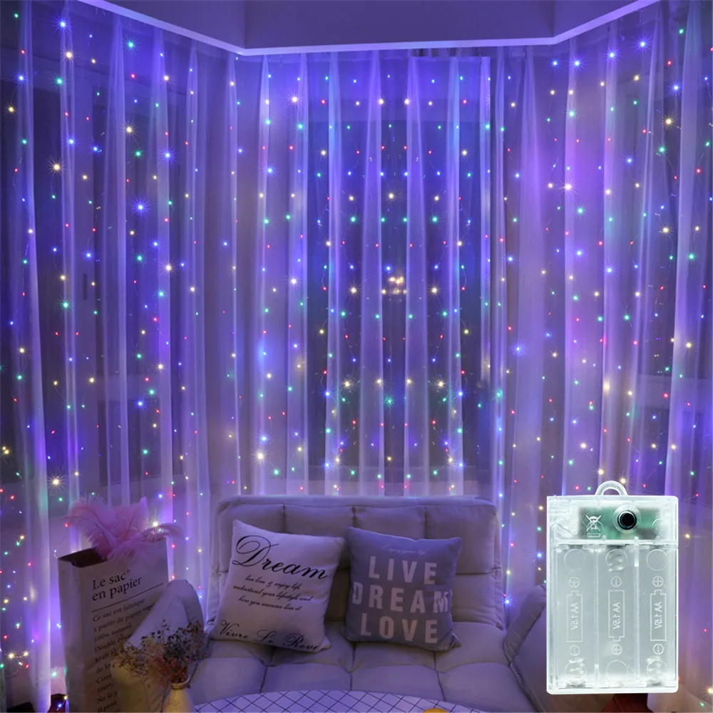 

LED Curtain String Light Decor Battery Power 2026 Ramadan Decoration for Eid Mubarak Wedding Valentine's Day Gift