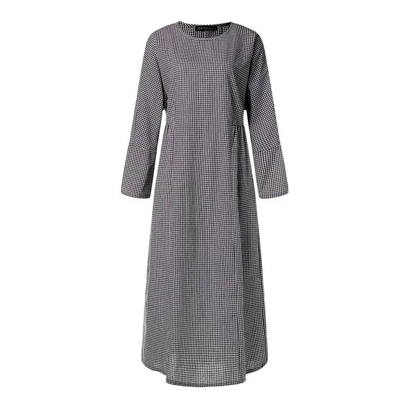 

Retro Plaid Plus Size Dress Plaid Plaid Dress Middle East Dubai Robe Elegant Muslim Fashion Abaya