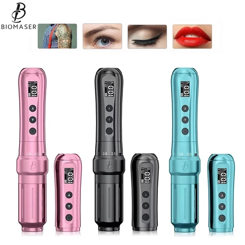 BIOMASER U1 máquina de tatuaje inalámbrica pluma rotativa potente Motor Sin Núcleo batería de 2000mAh pantalla Digital LED para arte corporal