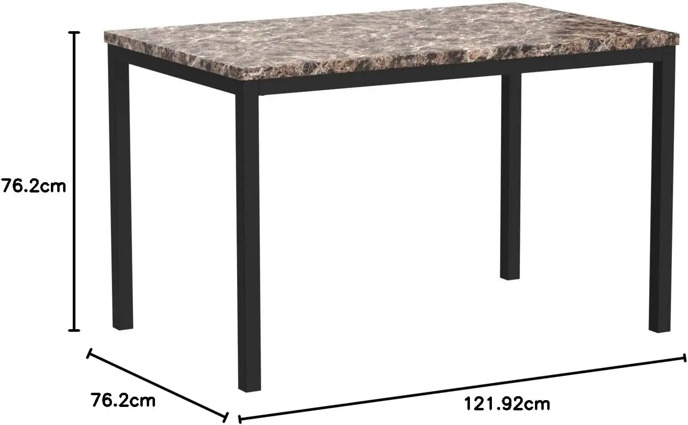 Mesa de jantar de metal Furniture Noyes com tampo de mármore falso laminado, branco