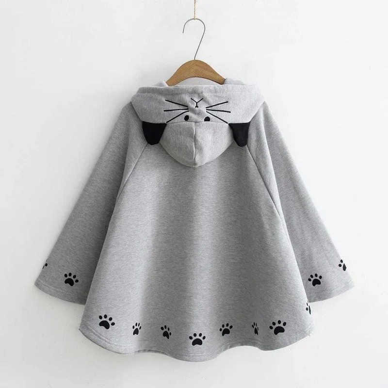 Lolita Mantel Harajuku Hoody Mantel Japanse Kerst Vrouwen Sweetshirts Fleece Cape Losse Pullover Batwing Mouw Hoodie Jas