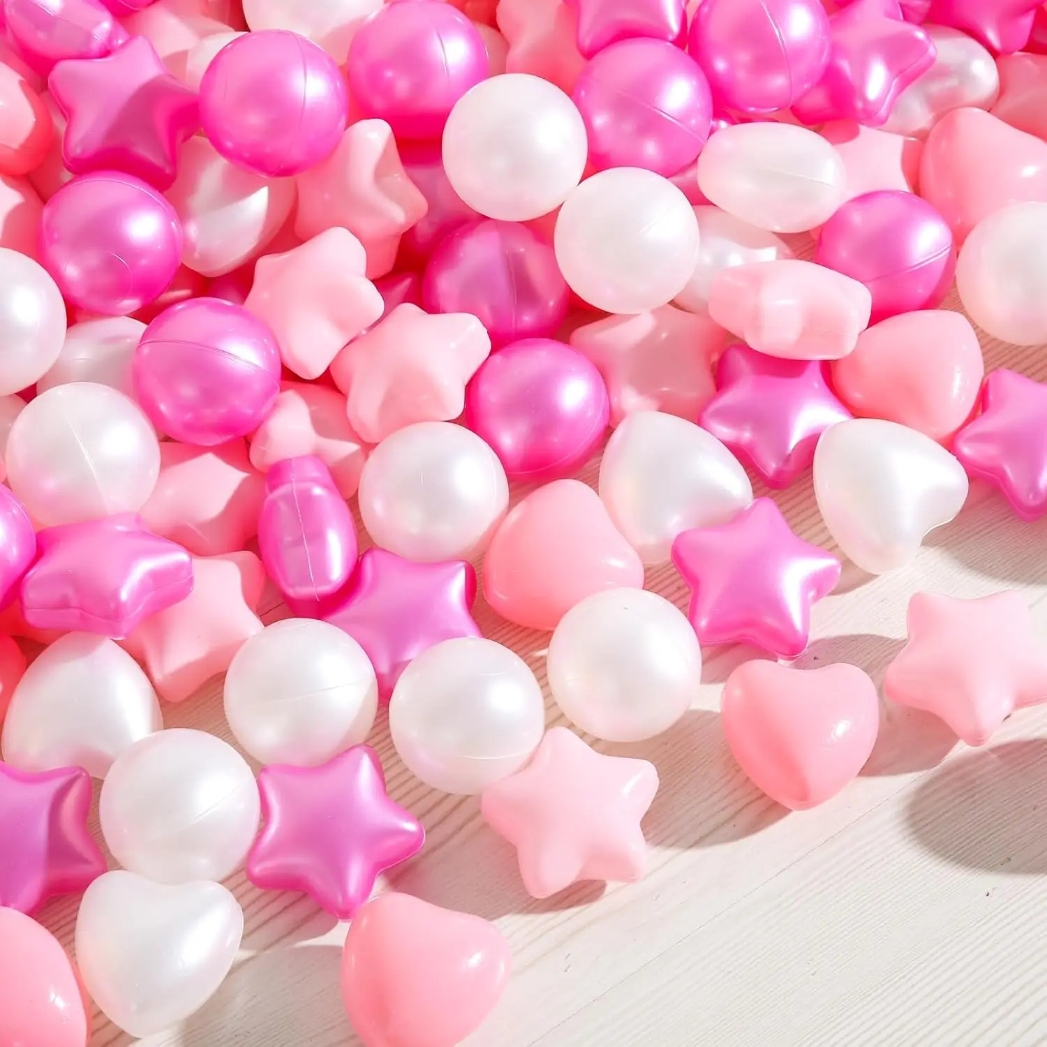 Bällebadbälle, 50 Stück, rosa, weiß, lila, Kunststoffbälle für Kleinkinder, BPA-freie, bruchsichere Bälle in wiederverwendbarem Spielspielzeug für Kinder