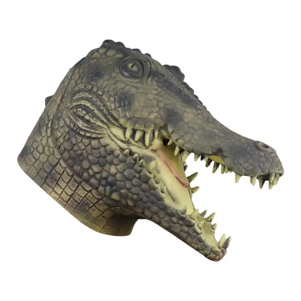 Realistic Crocodile Latex Full Head Mask,Realistic Crocodile Head Gear, Halloween Cosplay Stage Performance Party Prop