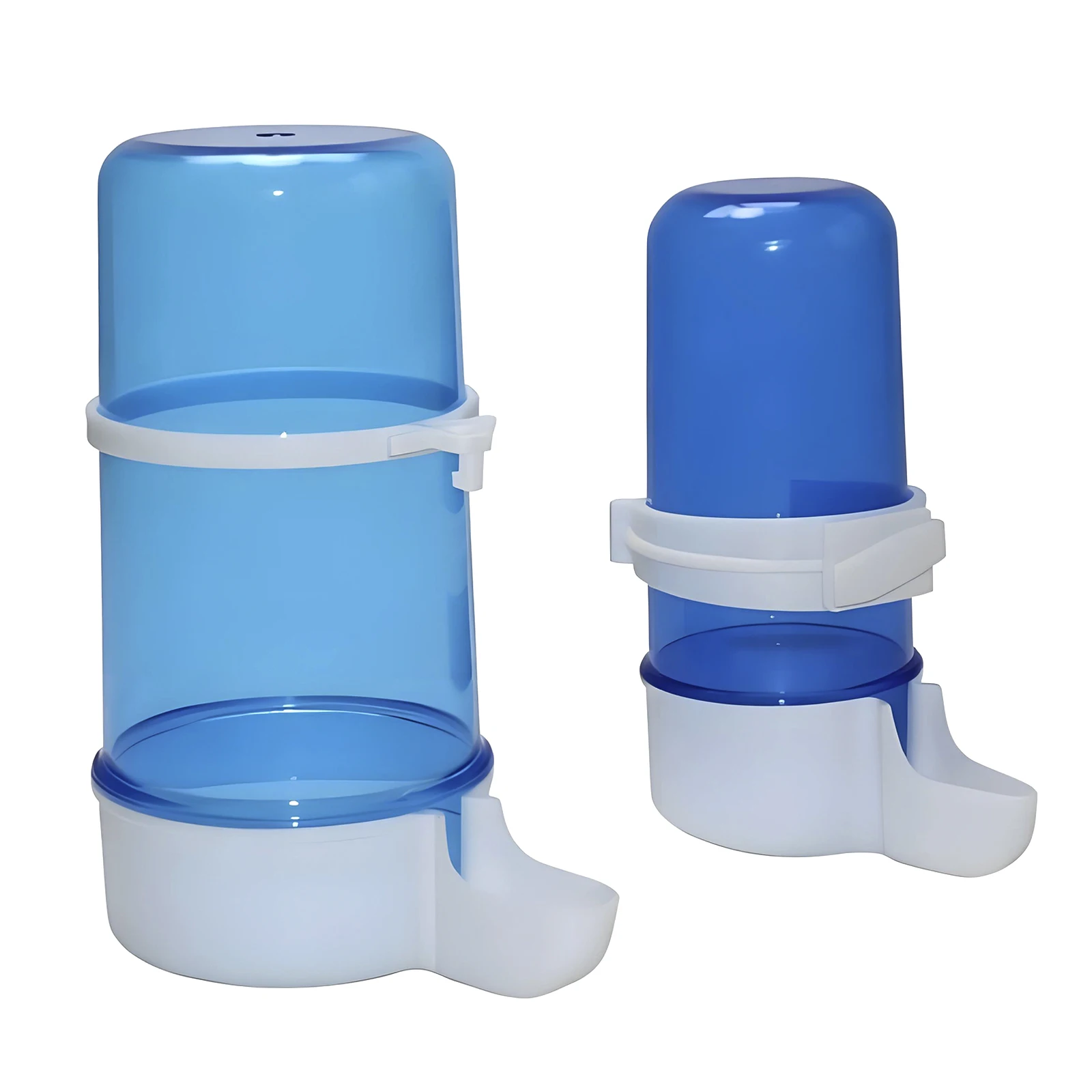 Automatischer Trinkbrunnen und Futterautomat aus Kunststoff für Haustier-Vögel, Hängender Futterkäfig für Papageien, Blaue Sittiche, Tauben, 415ml 240ml – Detail 8
