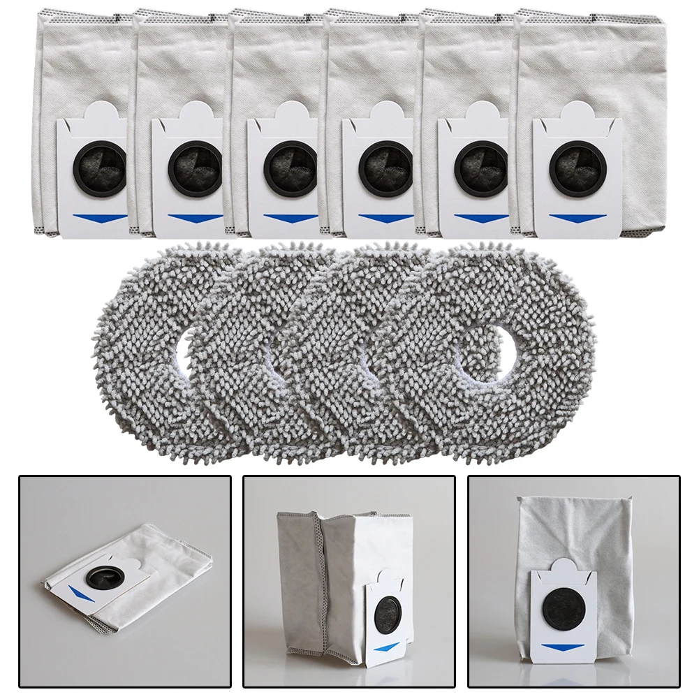 

For Ecovacs For DEEBOT For T30S For Combo Set/T30S For Combo Set Vacuum Cleaner 4 Mop Cloths + 6 Mop Bags