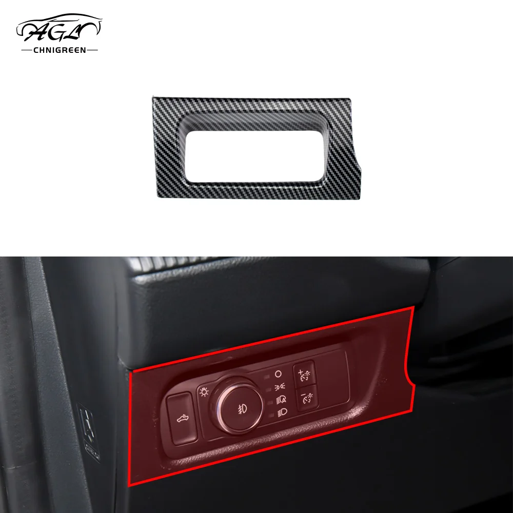 

1 шт., ABS, углеродное волокно, цвет или красный переключатель фар, рамка, накладка, внутренняя декоративная отделка для LHD Ford Ranger Everest 2023