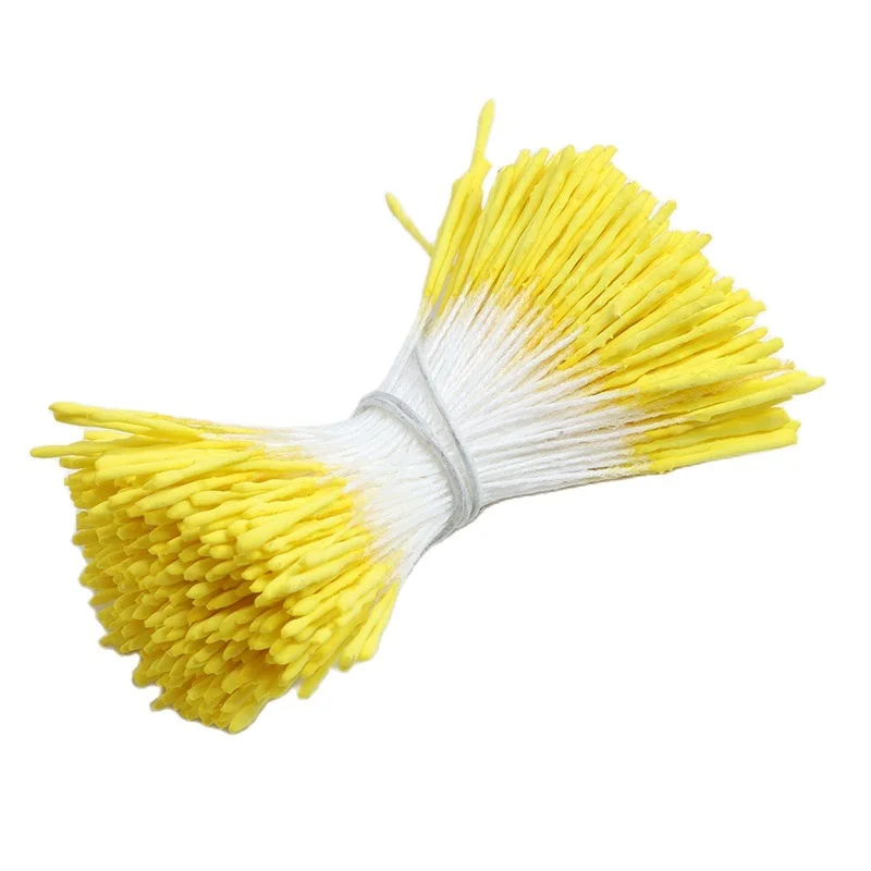 380pcs Yellow Long Stamens Double/Single Heads 1mm Artificial Flower Stamen DIY Cake Decoration