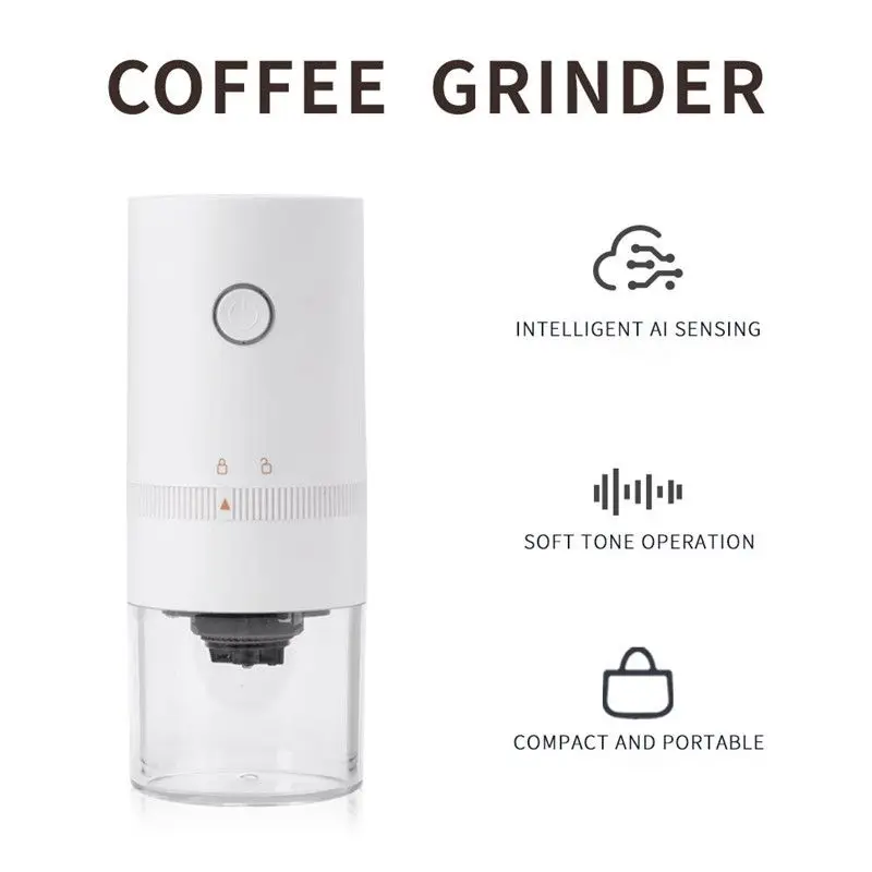 Portable Electric USB Rechargeable Ceramic Conical Burr Coffee Grinder Mini Home Coffe Grinder Machine Kitchen Tool for Grain