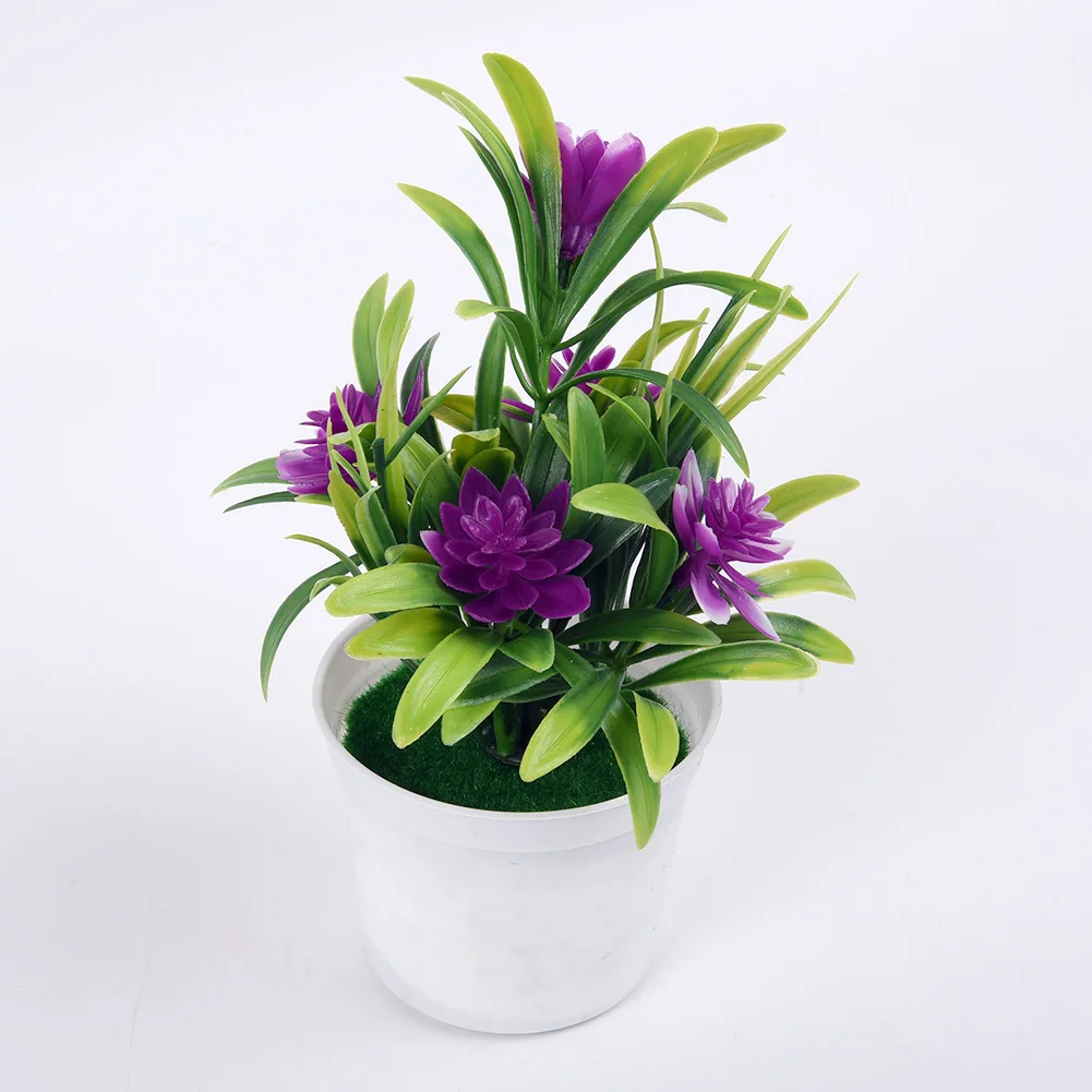 Realistic Lotus Flower Bonsai Table Decor Set with 5 Silk Blooms for Use in Living Room Bedroom Office or Hospitality Areas