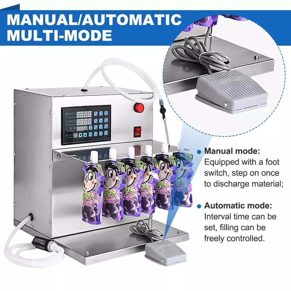 6 Head Automatic Liquid Filling Machine Electric Stand Up Bag Bottle Filler