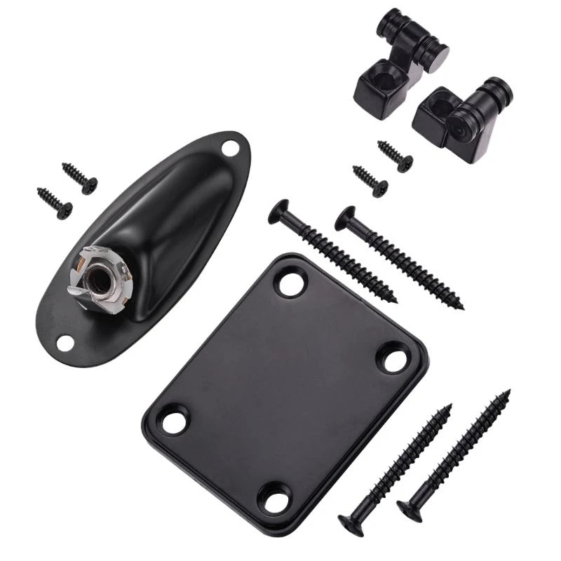 Guitar Neck Plate Set Guitar String Tree Retainer with Mounting Screws Perfect Replacement for Broken or Old Neck Plates
