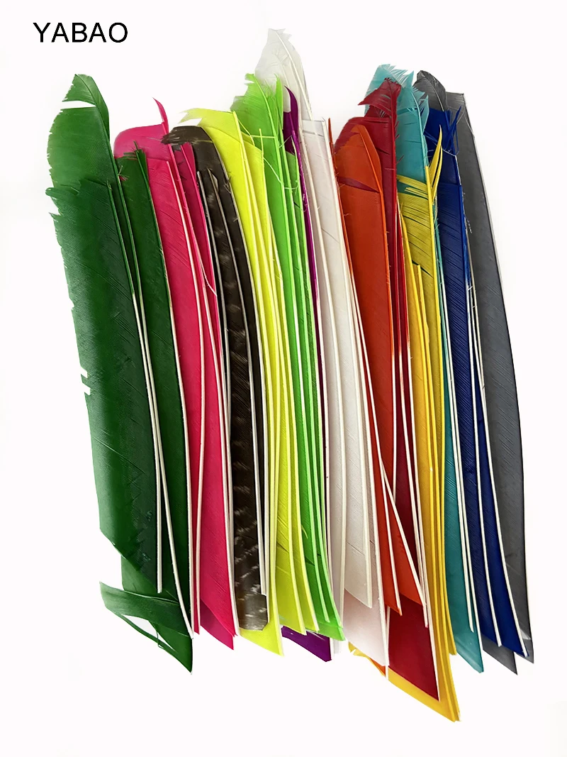 50 Pack Archery Arrow Spiral Twist Wrap Full Length Feathers 18-25CM Right Wing Feathers Fletches Fletching for Flu-Flu Arrows