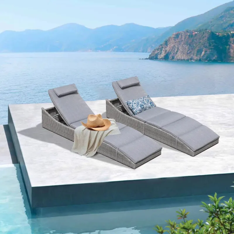 Outdoor rattan bed villa courtyard poolside lounge chair sauna folding beach chair bed and breakfast rattan chair outdoor