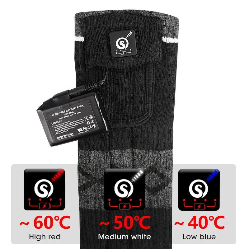 SNOW DEER  Heating Socks Foot Warmers Electric Rechargable Battery Winter Cold Feet Hunting Ski Camping Stocking Men Women