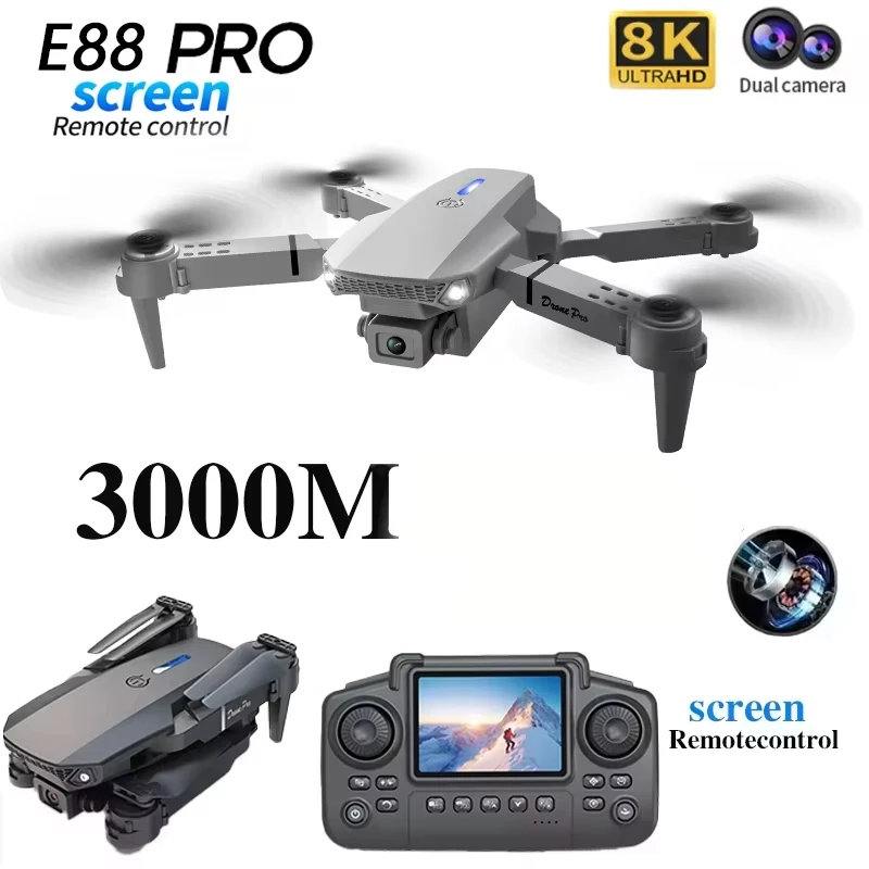 

Дрон E88 2026 года с двумя HD-камерами 8K 5G для аэрофотосъемки, пульт управления с экраном, квадрокоптер, подарок для взрослых