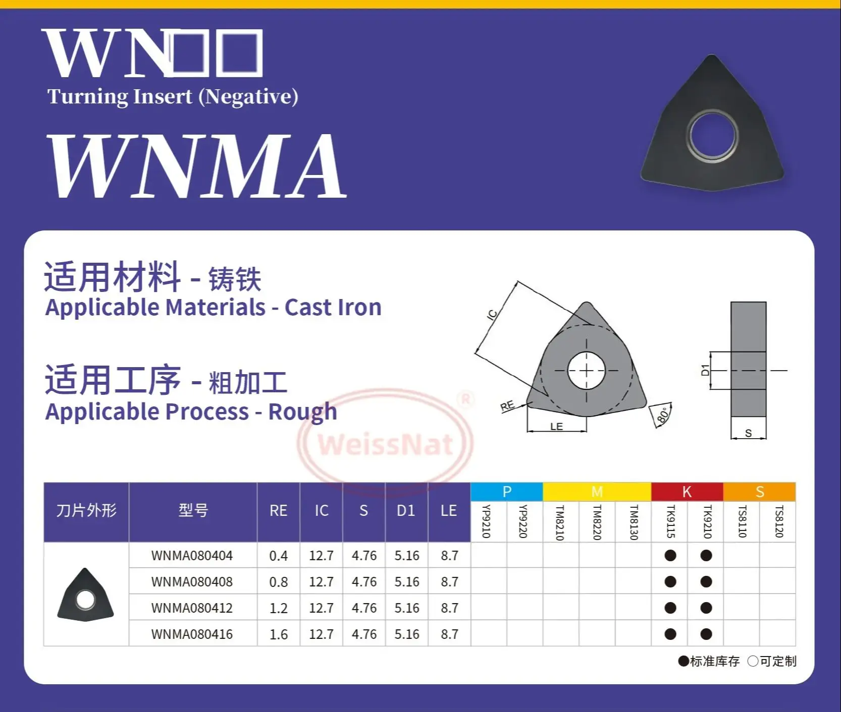 

WNMA080404,WNMA080408,WNMA080412,WNMA080416 TK9110 TK9210 TK9115 Carbide Insert WNMA Inserts
