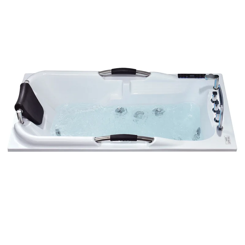 أكريليك مع درابزين، حوض استحمام مدمج منزلي للبالغين مربع ذكي لتدفئة درجة حرارة ثابتة #5