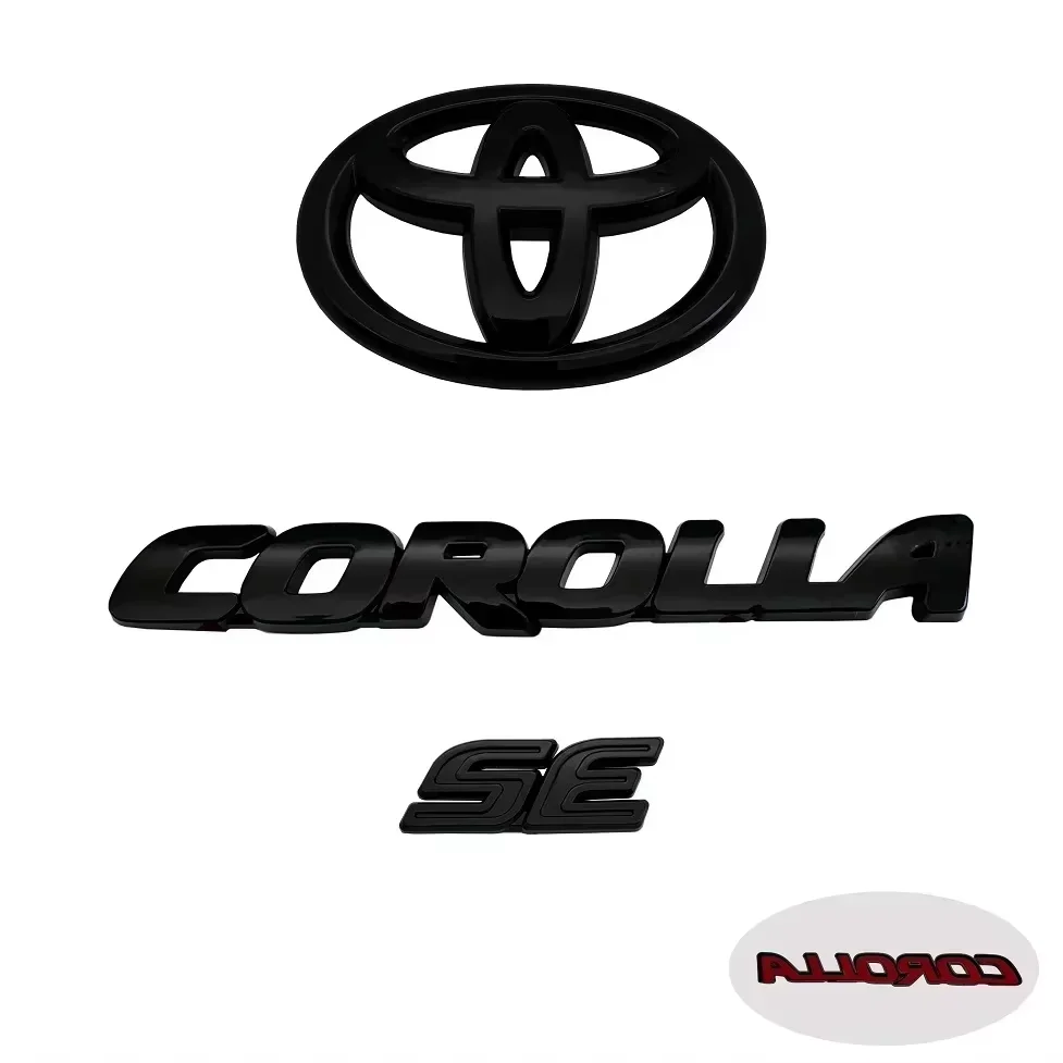 3PCS ABS car logo Glossy Black Overlay EMBLEM for Toyota COROLLA 2020-2024 SEDAN SE LE PT948 FIT SEDAN ONLY trunk car accessoryR view 2