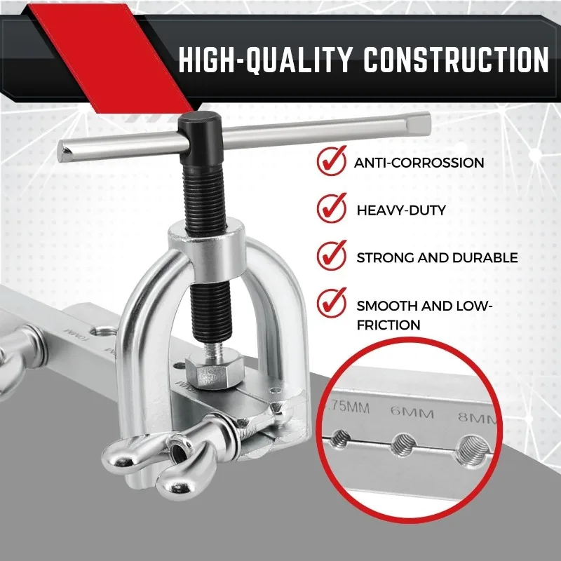 

Brake Line Flaring Tool Kit 4.75-10mm Adapters Dies Metric Copper Steel Aluminum Tubing Fitting Set w/Case