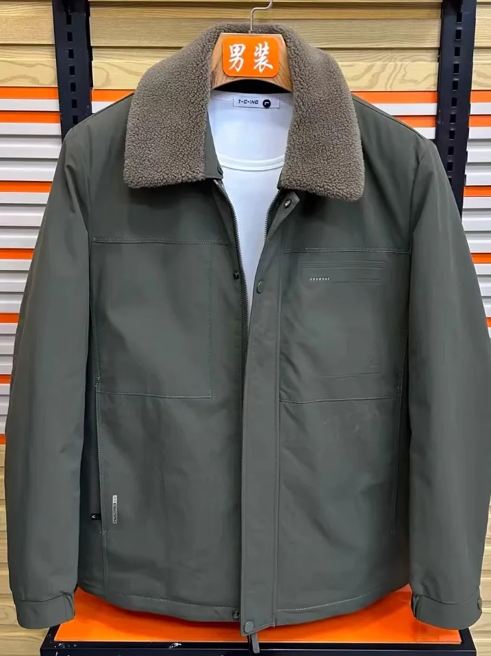 

Men's Faionable Fce Lined Jaet Coat Detachable Fur Collar Autumn Winter New Arrival Cool Casual Stand Fit Urban Sle