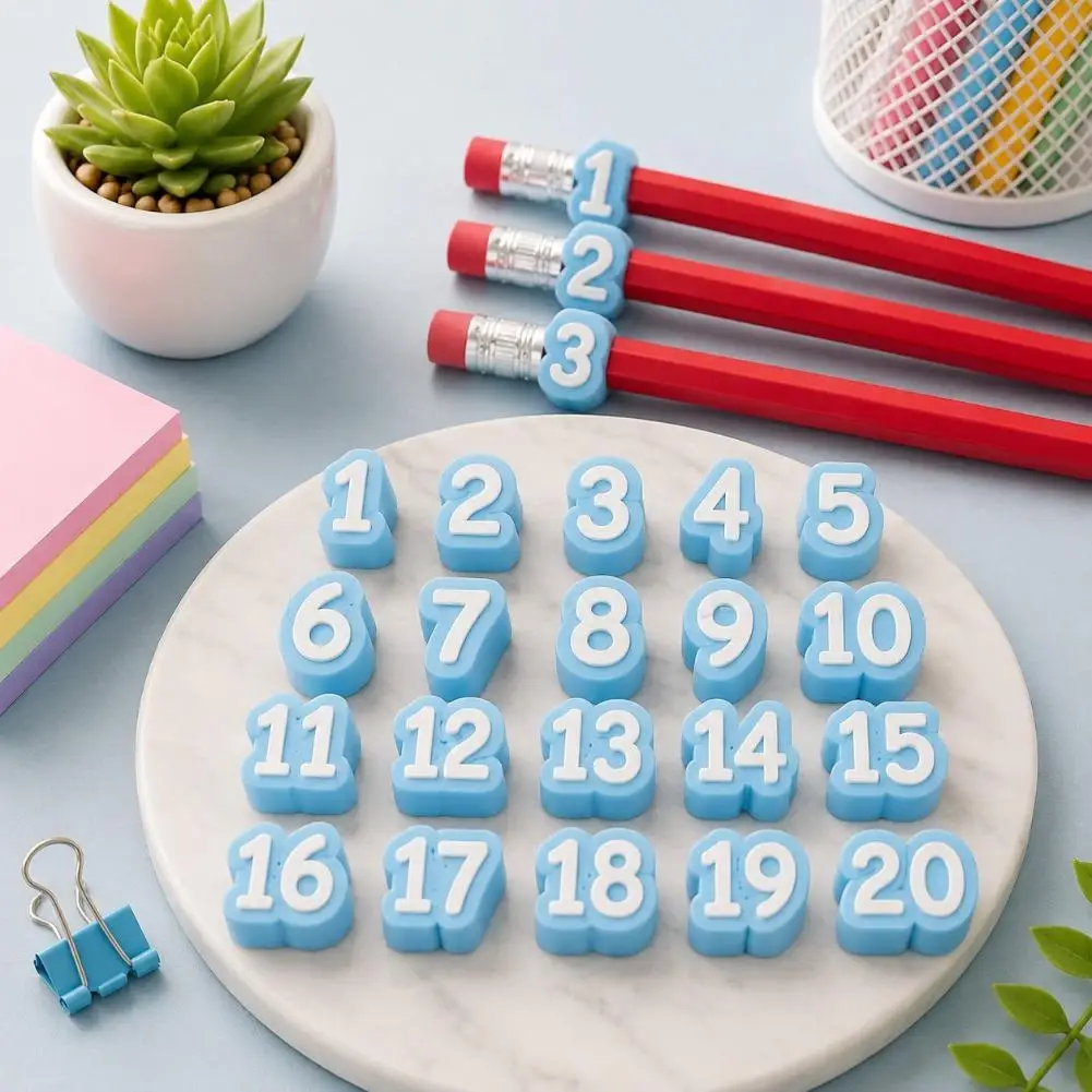 Numbered Pencil Toppers, Mini Pens Head Protector Cover, Pencil Tracking Markers For Supply Stations And School Organization