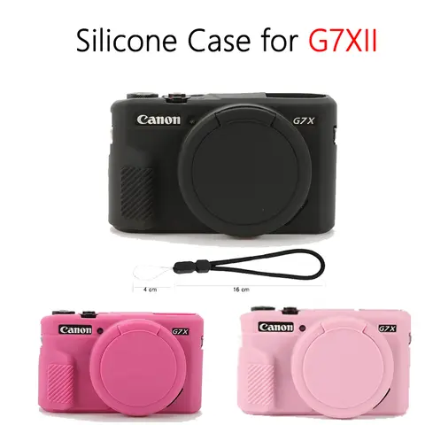 Silicone Case for Canon G7X II / G7X Mark II Soft Shockproof Anti-scratch Cover with Lens Cap & Hand Strap Multiple Colors