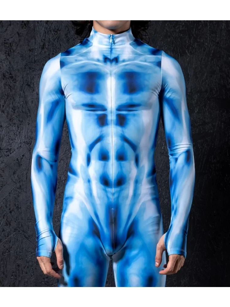 Nuevo Halloween hombres adultos Cyberpunk moda muscular Sexy mono fiesta de vacaciones club nocturno escenario juego de rol conjunto de disfraz de ciclismo