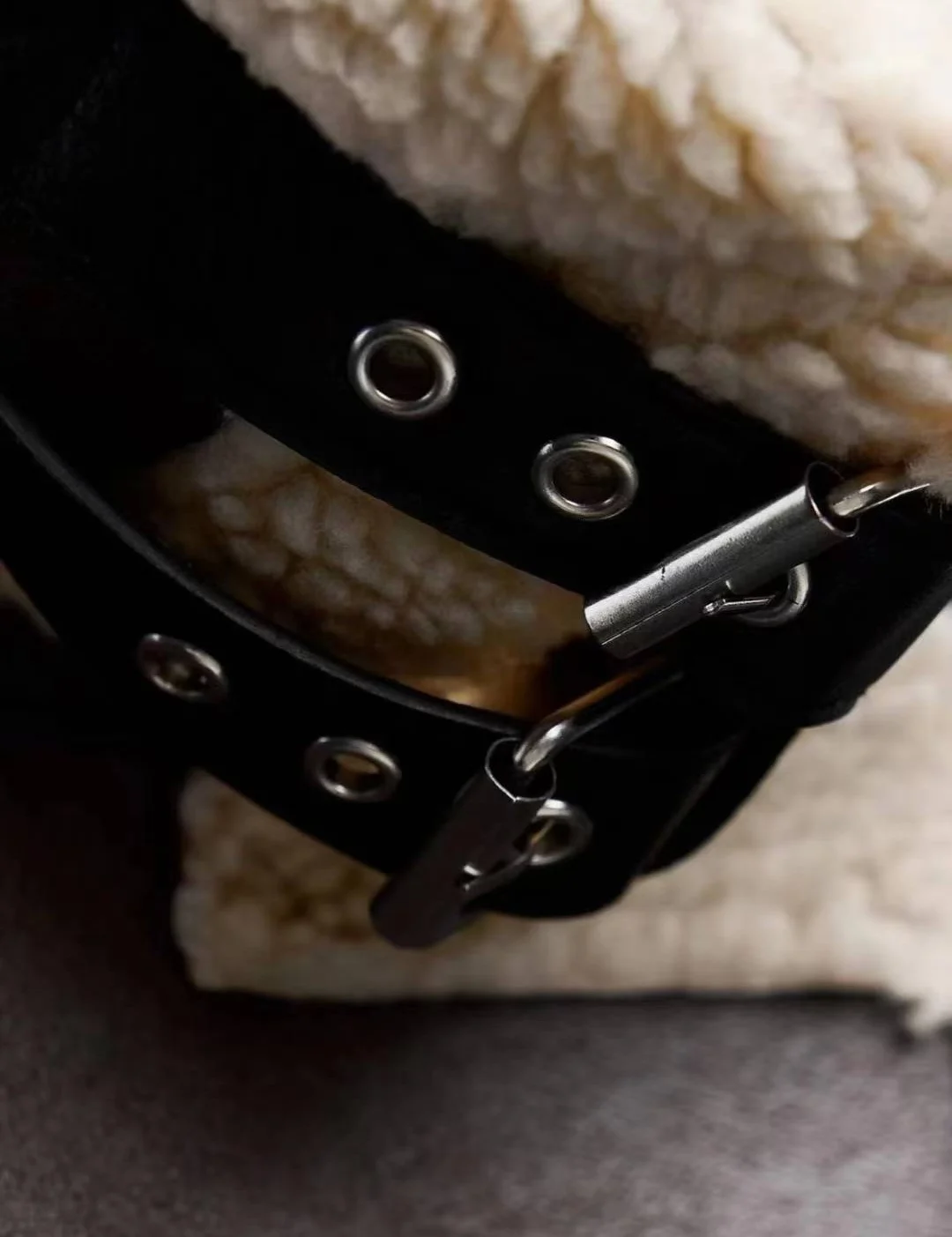 معطف نسائي فضفاض بياقة فضفاضة من الجلد والفراء على الوجهين معطف عتيق طويل Sve للدفء لفصول الخريف والشتاء