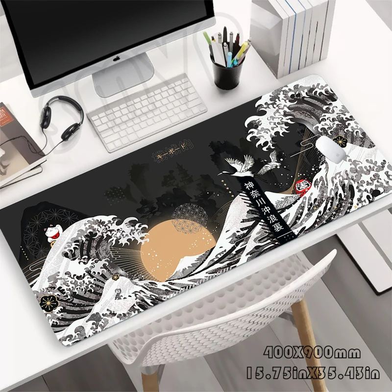 

Design Wave Large Mouse Mat Gaming Mousepad Big Gamer Desk Mat 39.3x19.6in Rubber Keyboard Mats Desk Pad Design Mouse Pad