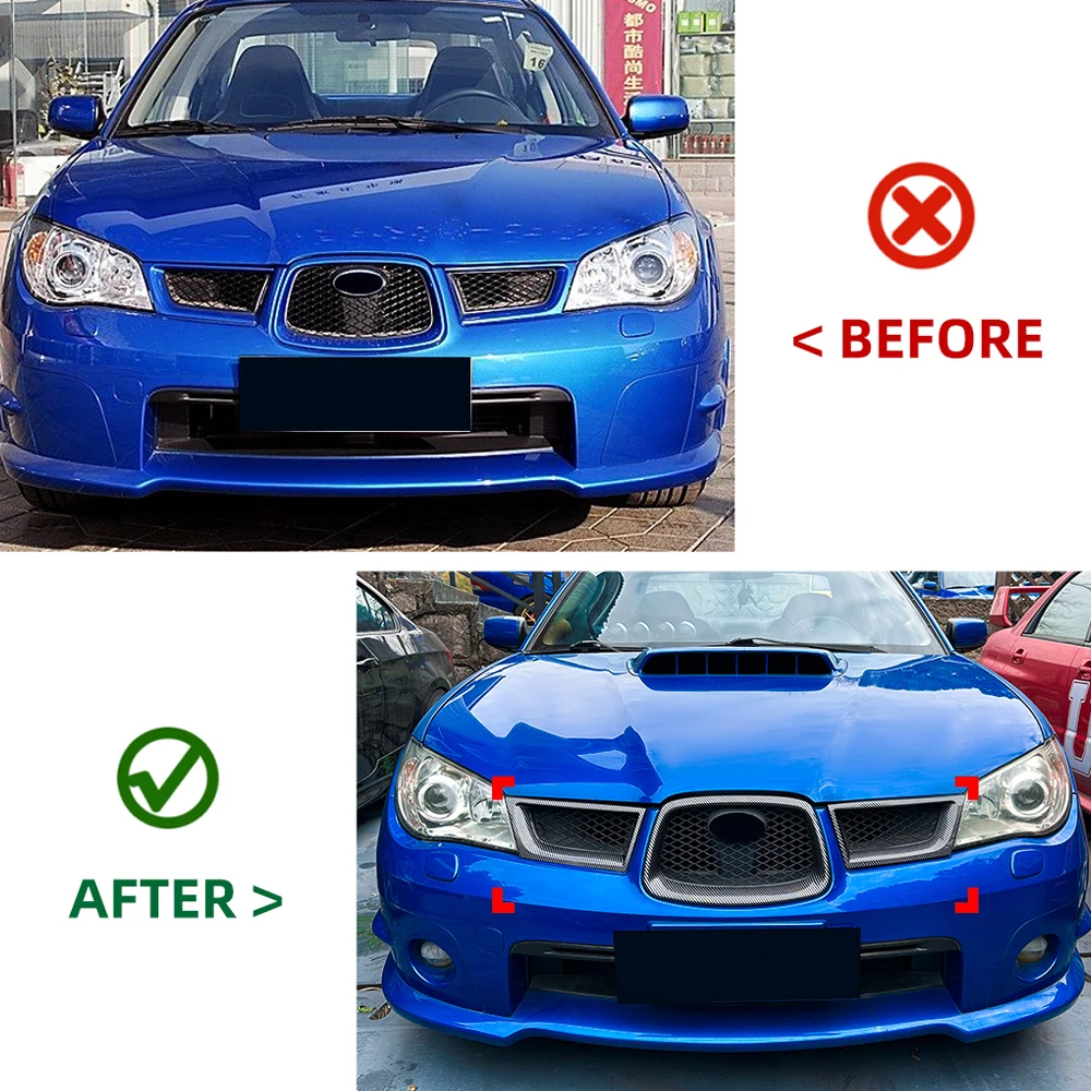 Imagen 3: Para Subaru Impreza WRX STI 9th 2006-2007 rejilla de coche rejilla de capó delantero parrilla de parachoques de carreras modificación Exterior negro brillante
