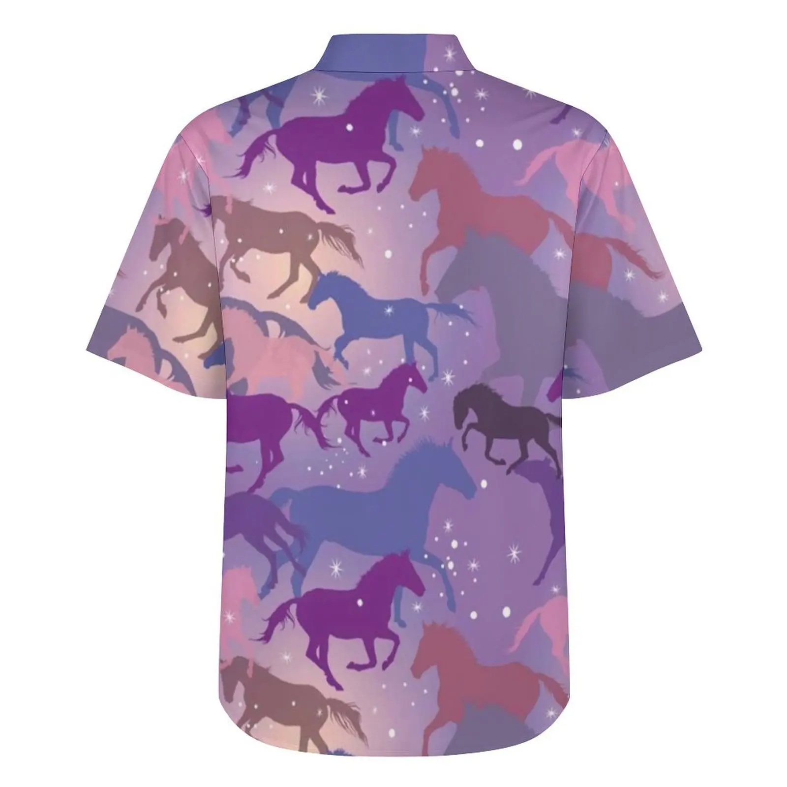 Flare Horse Vacation Shirt Horses Riding On Purple Pattern Hawaii Casual Shirts Mens Vintage Blouses Short Sleeve Stylish Top